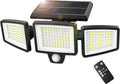 مصباح شمسي LED قوي بثلاثة أضواء + حساس حركة + ريموت كنترول
